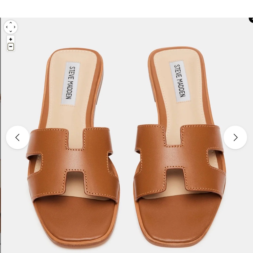 Steve Madden Haydn Cognac Brown Leather H Slip On Sandals Slides Size 8.5